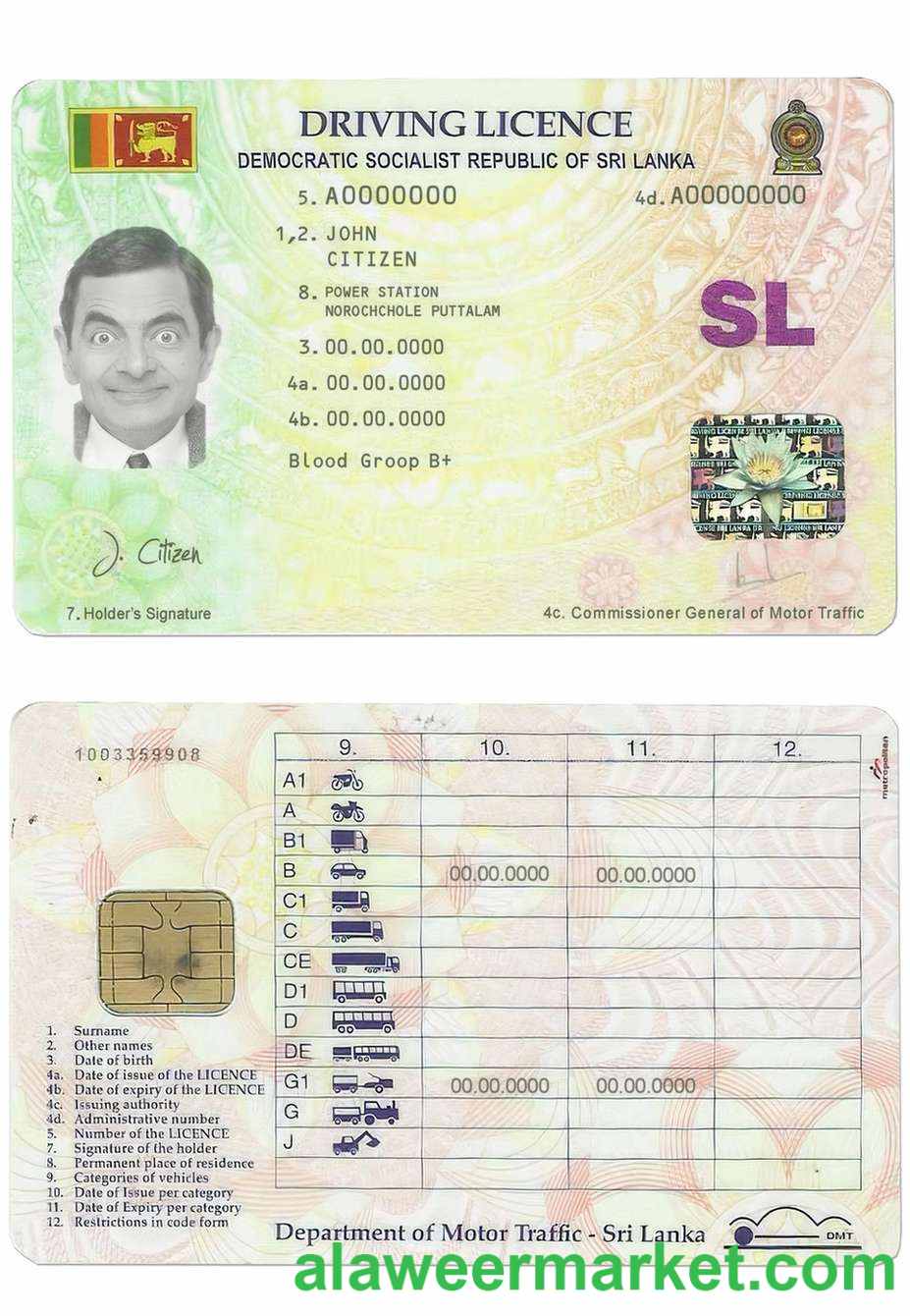 Sri Lanka driving license